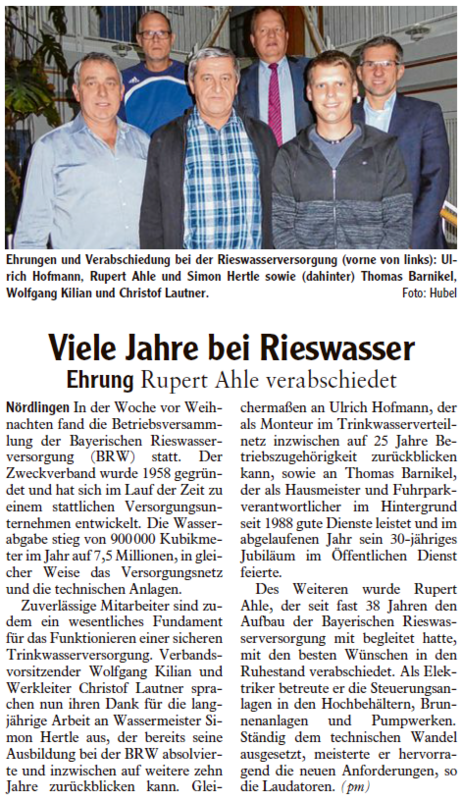 Artikel Viele Jahre bei Rieswasser
