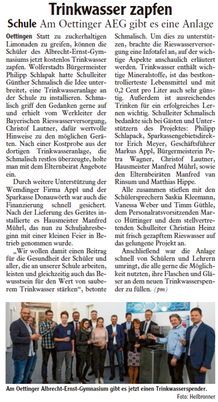 Zeitungsartikel Trinkwasser zapfen